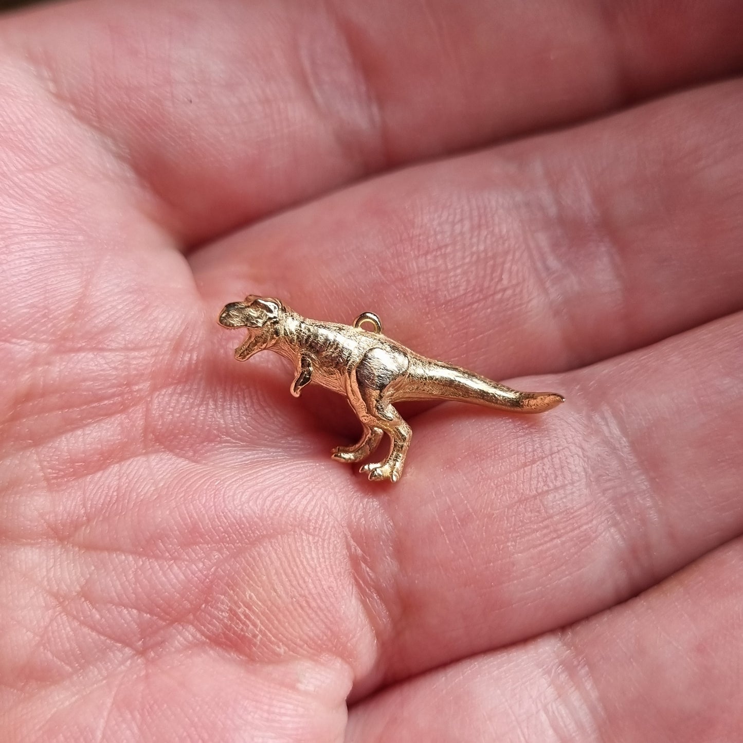 T rex necklace - dino pendant in solid silver or 9ct gold