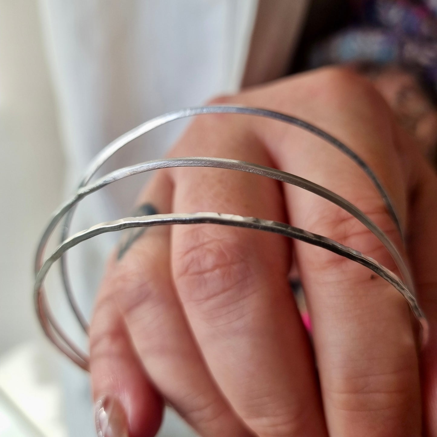 Bangle harmony - trio of skinny silver bangles