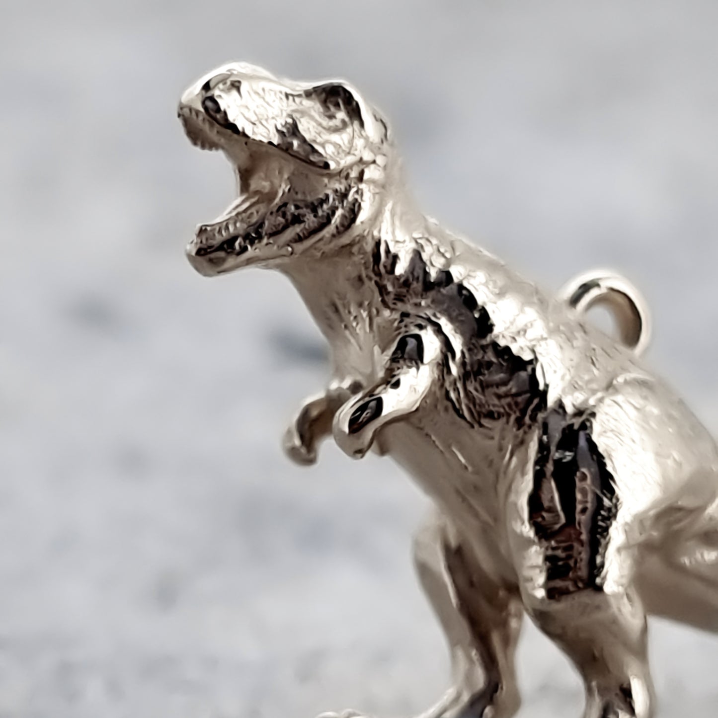 T rex necklace - dino pendant in solid silver or 9ct gold