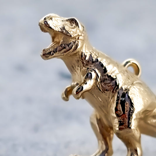 T rex necklace - dino pendant in solid silver or 9ct gold