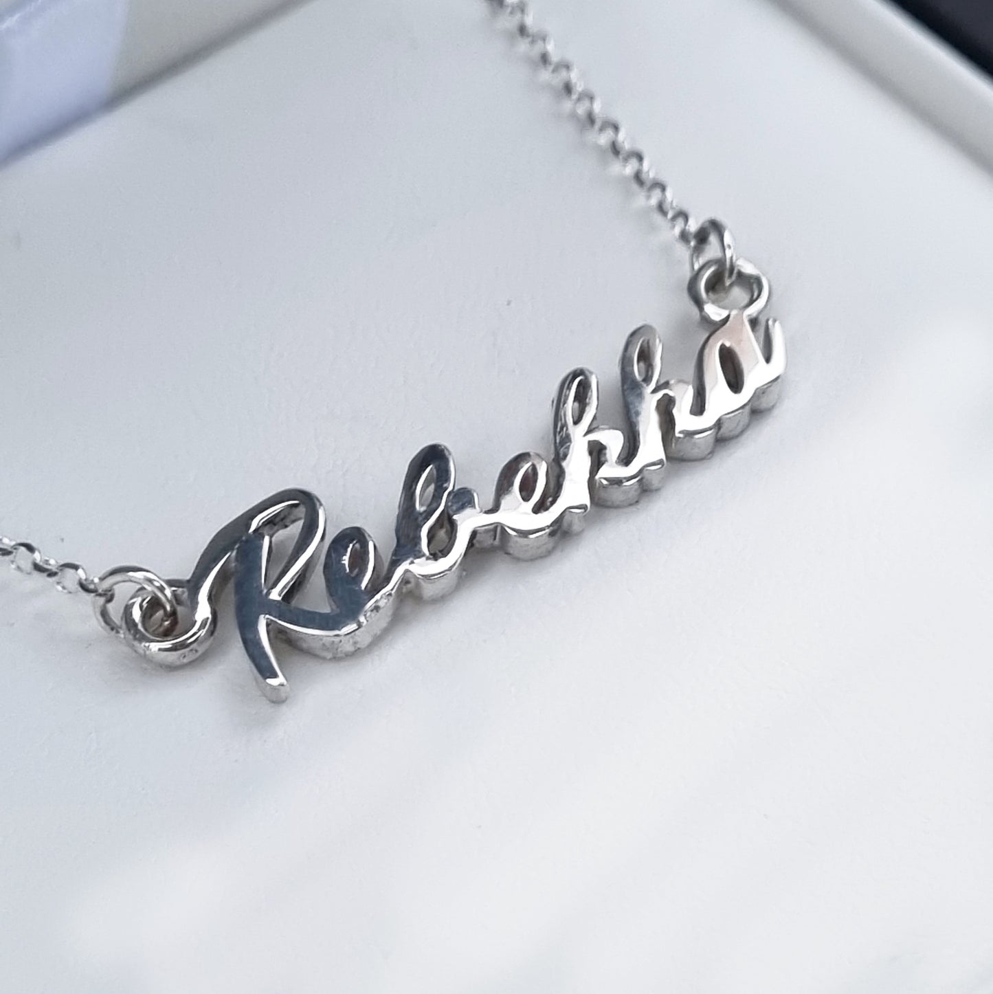 Name necklace - a name or word in silver script