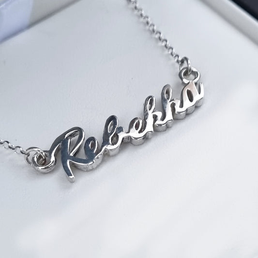 Name necklace - a name or word in silver script