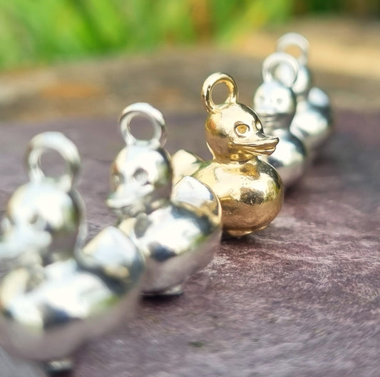 Rubber duck necklace - Solid silver or gold duck