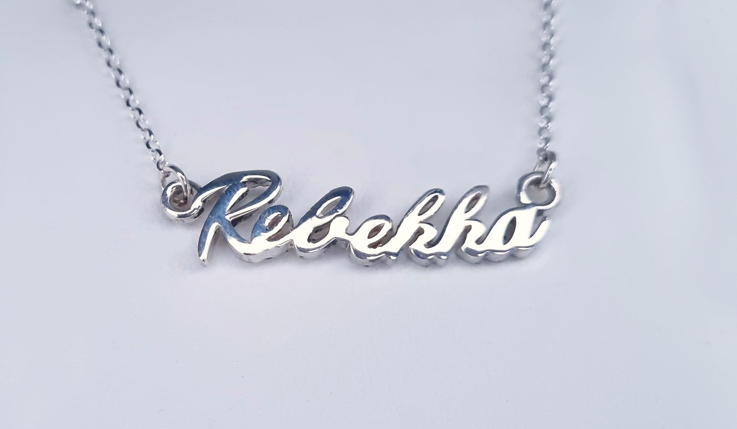 Name necklace - a name or word in silver script