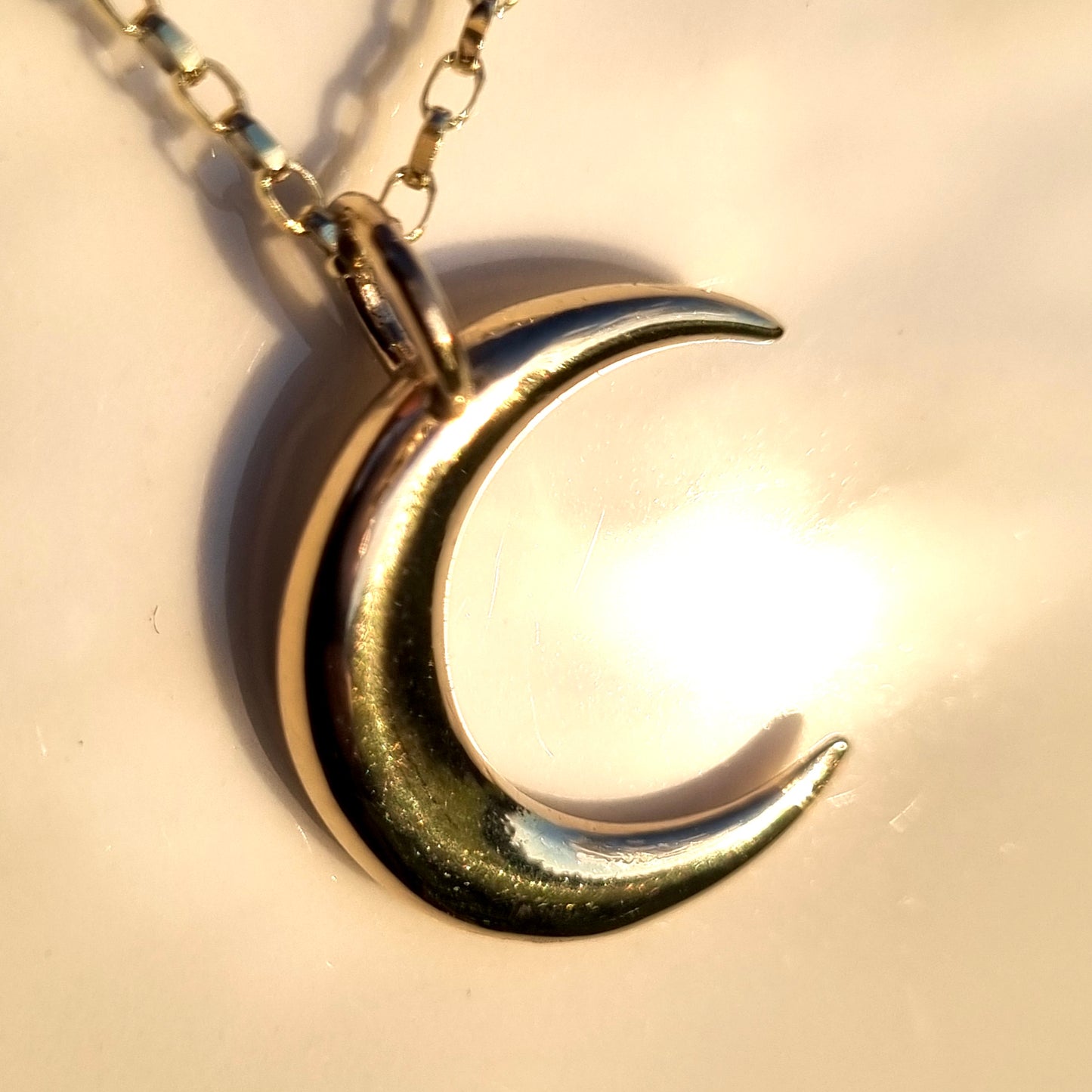 Crescent moon necklace in solid gold or silver