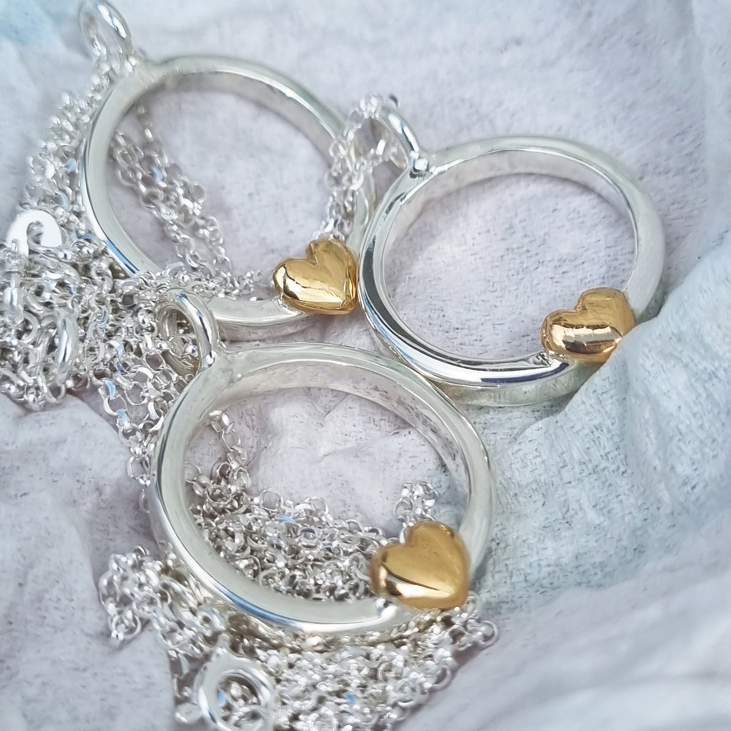 ‘One love’ with a hoop - necklace with solid gold or silver heart