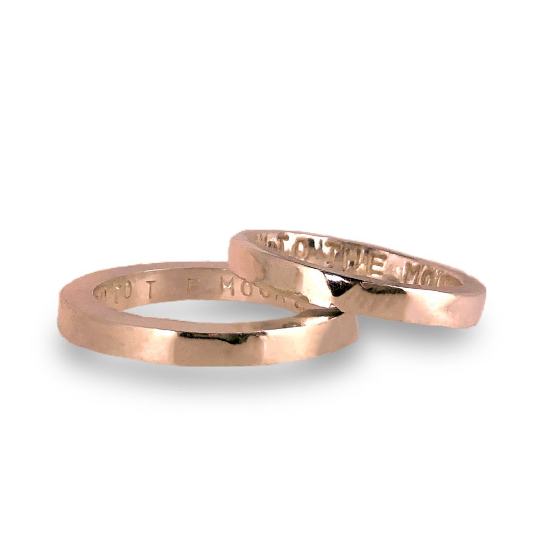 Gold wedding bands with sparkling diamonds