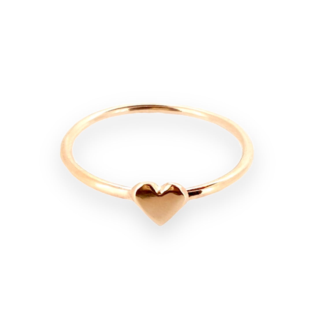 Dainty solid gold sweetheart rings with cute gold hearts