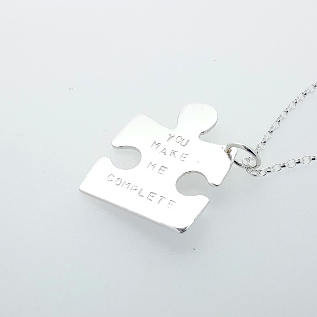 A piece of me - Personalised silver jigsaw puzzle piece necklace.