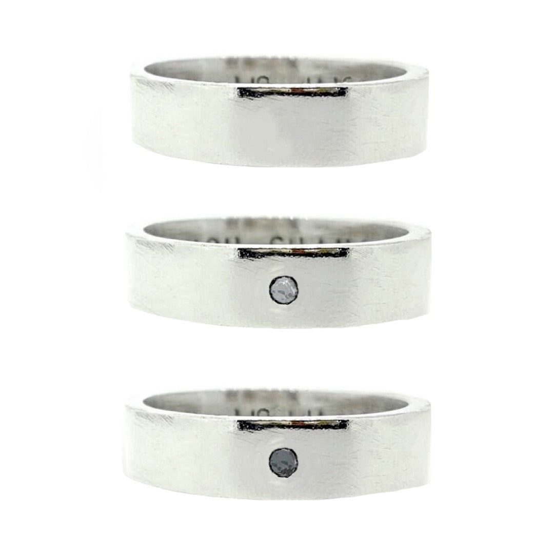 Chunky personalised man's ring. Solid silver with optional diamond