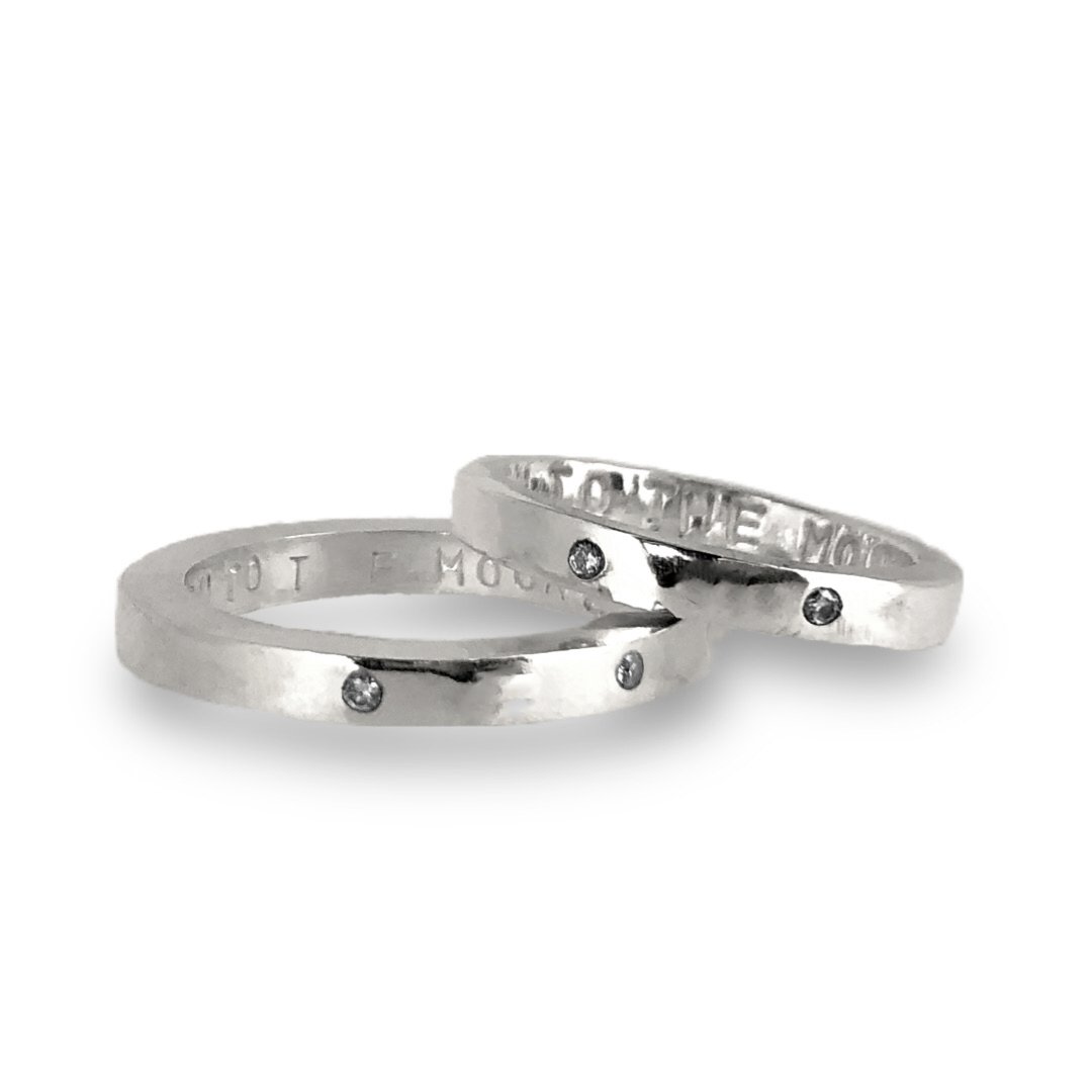 Gold wedding bands with sparkling diamonds