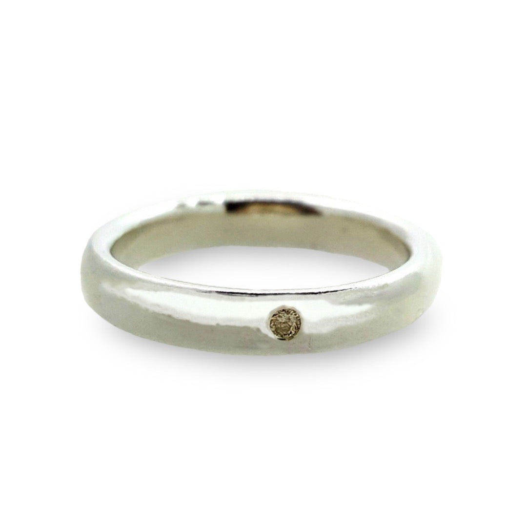 Sterling silver ring set with diamond