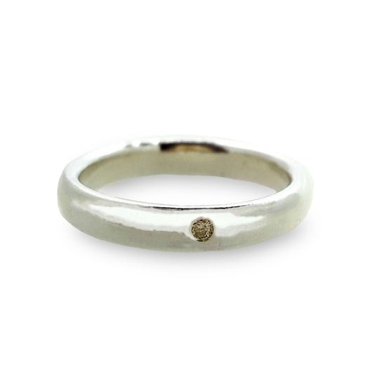 Sterling silver ring set with diamond