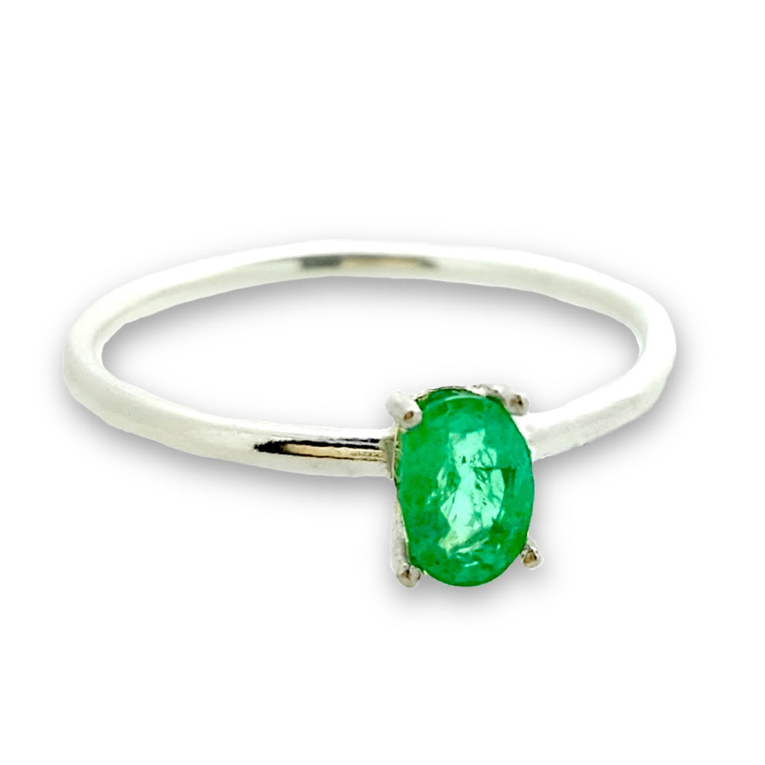 'Hepburn' - A classic emerald ring in solid white gold