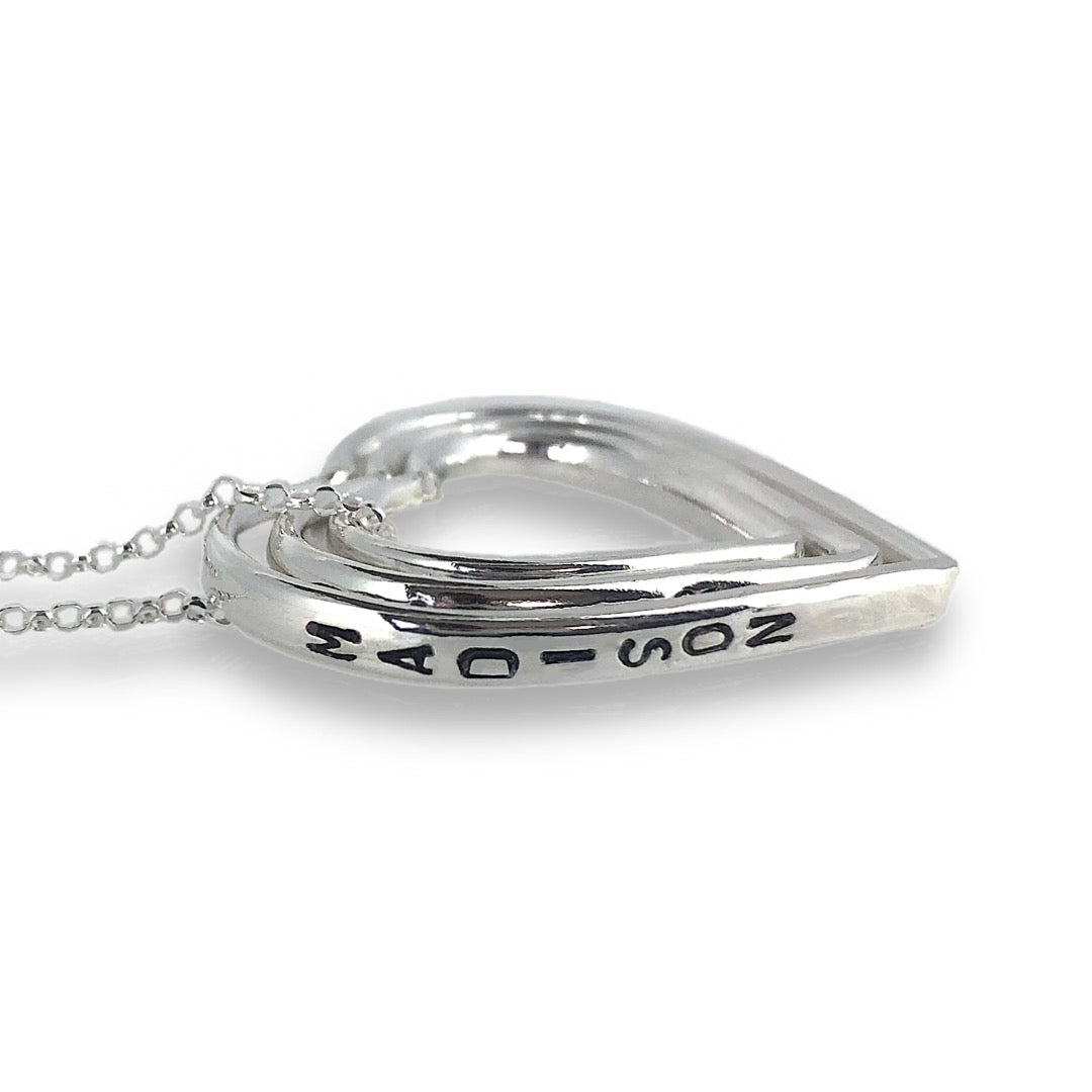 Family of hearts necklace. Three personalised hearts.