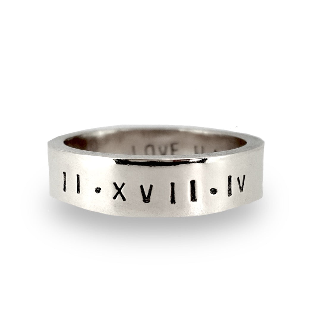 Sterling silver roman sales numeral ring