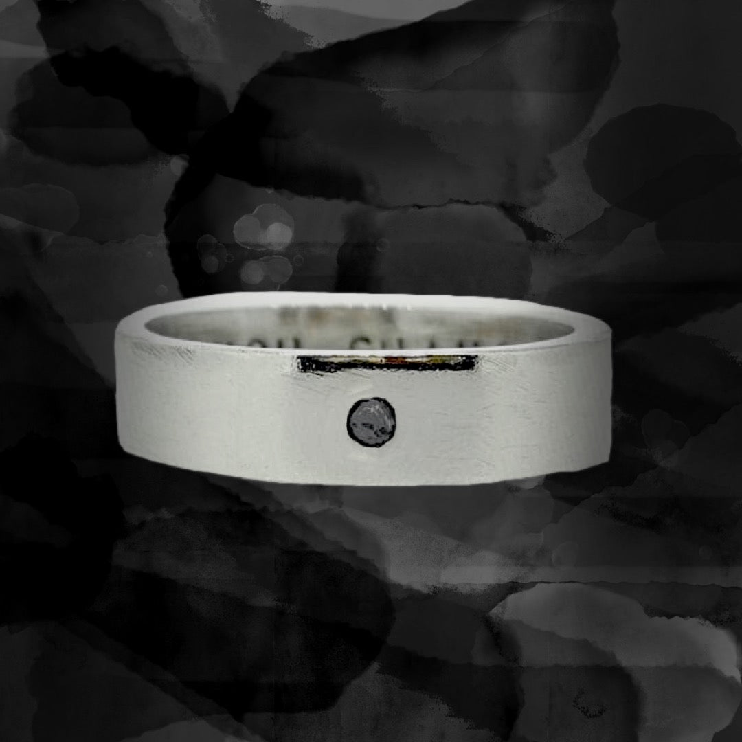 Chunky personalised man's ring. Solid silver with optional diamond