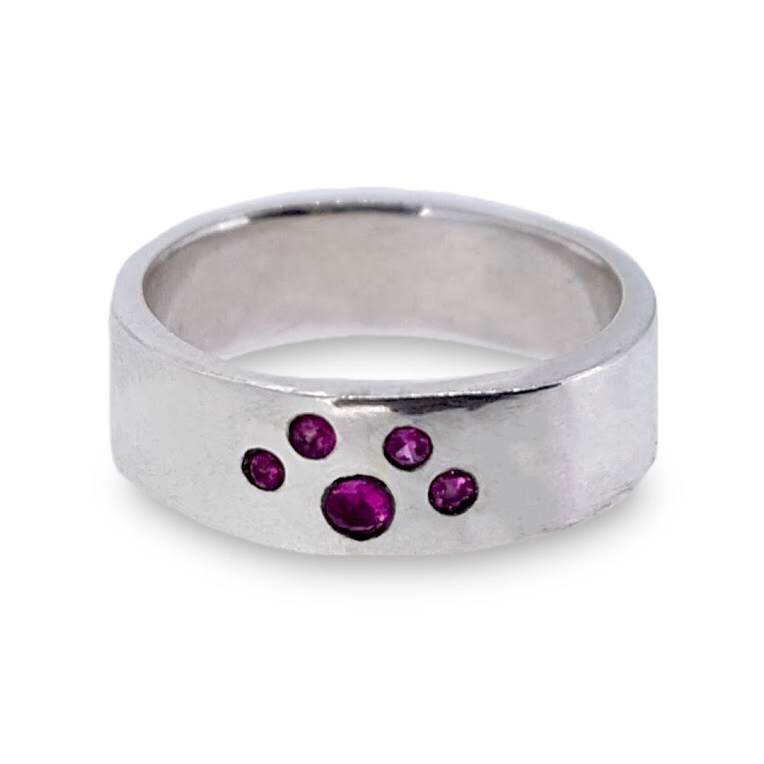 Sterling silver cats paw ring with gemstones
