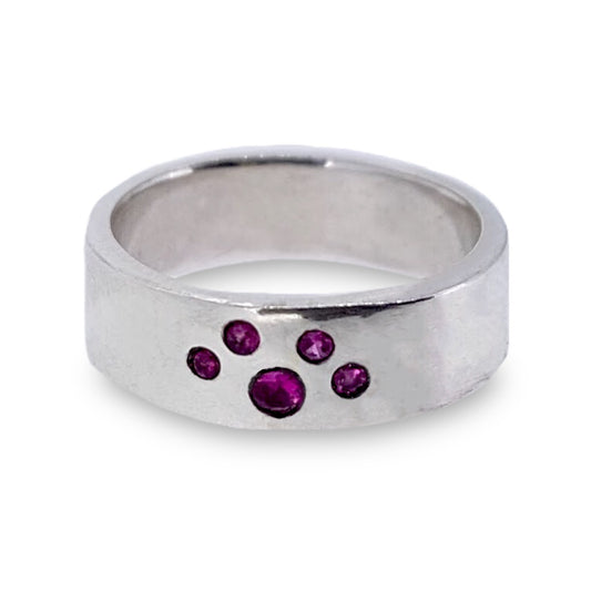 Sterling silver cats paw ring with gemstones