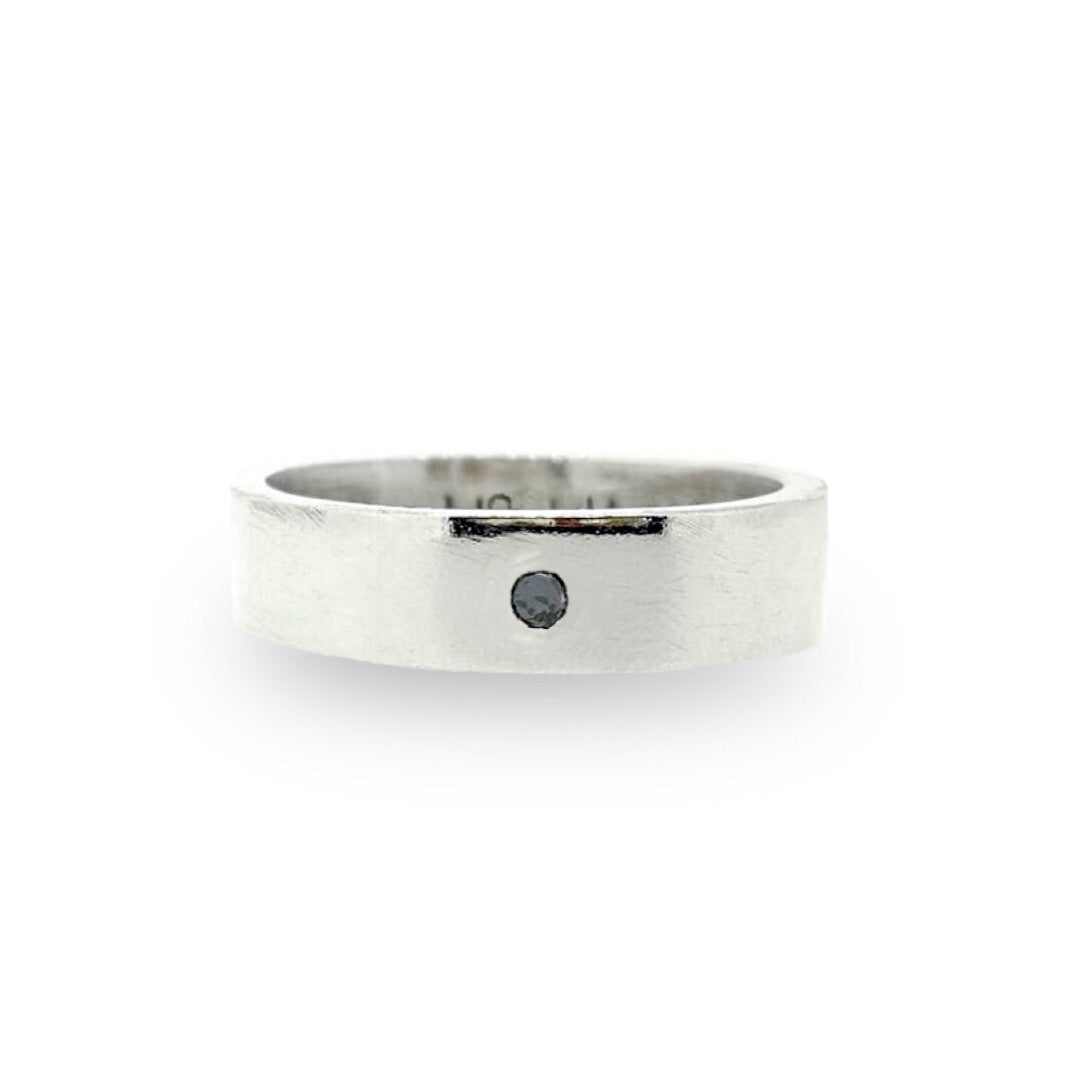 Chunky personalised man's ring. Solid silver with optional diamond