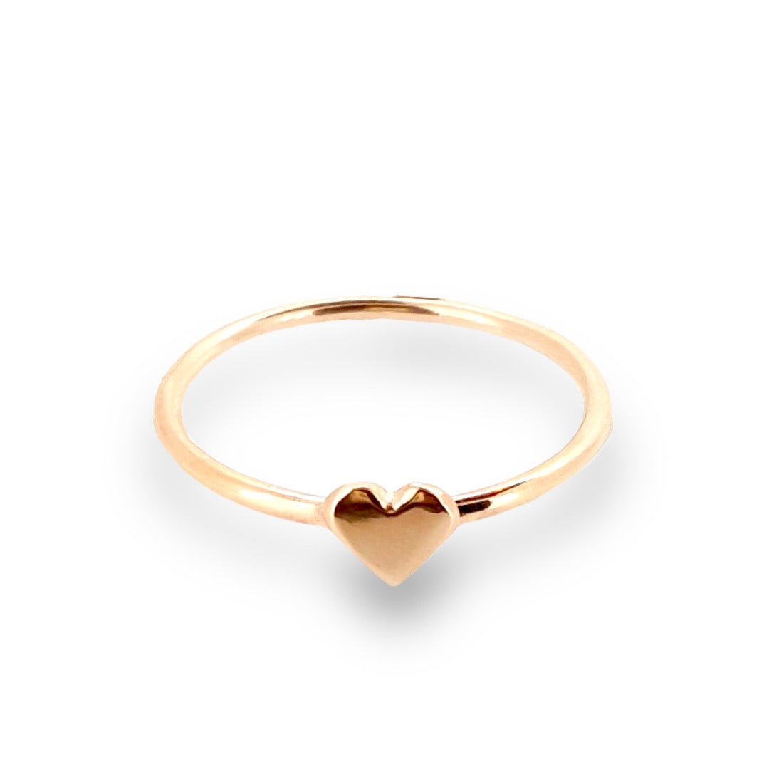 Dainty solid gold sweetheart rings with cute gold hearts