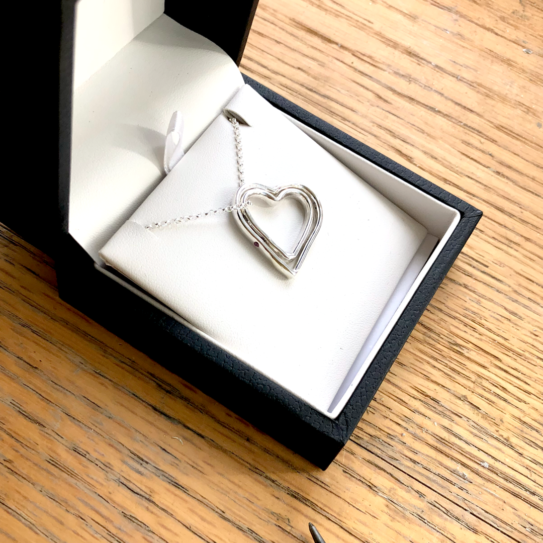 Family of hearts necklace. Two personalised hearts.