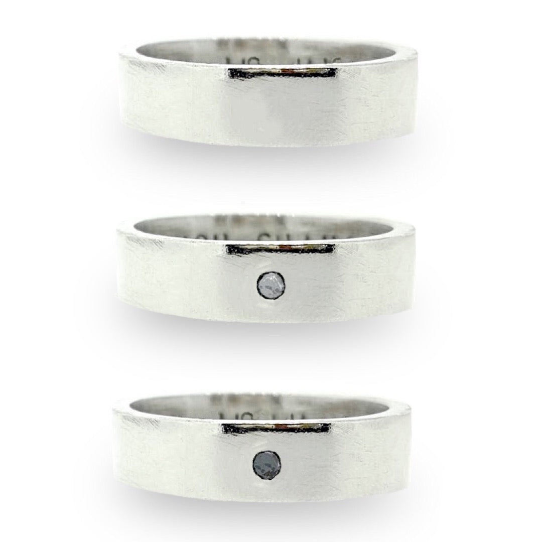 Chunky personalised man's ring. Solid silver with optional diamond