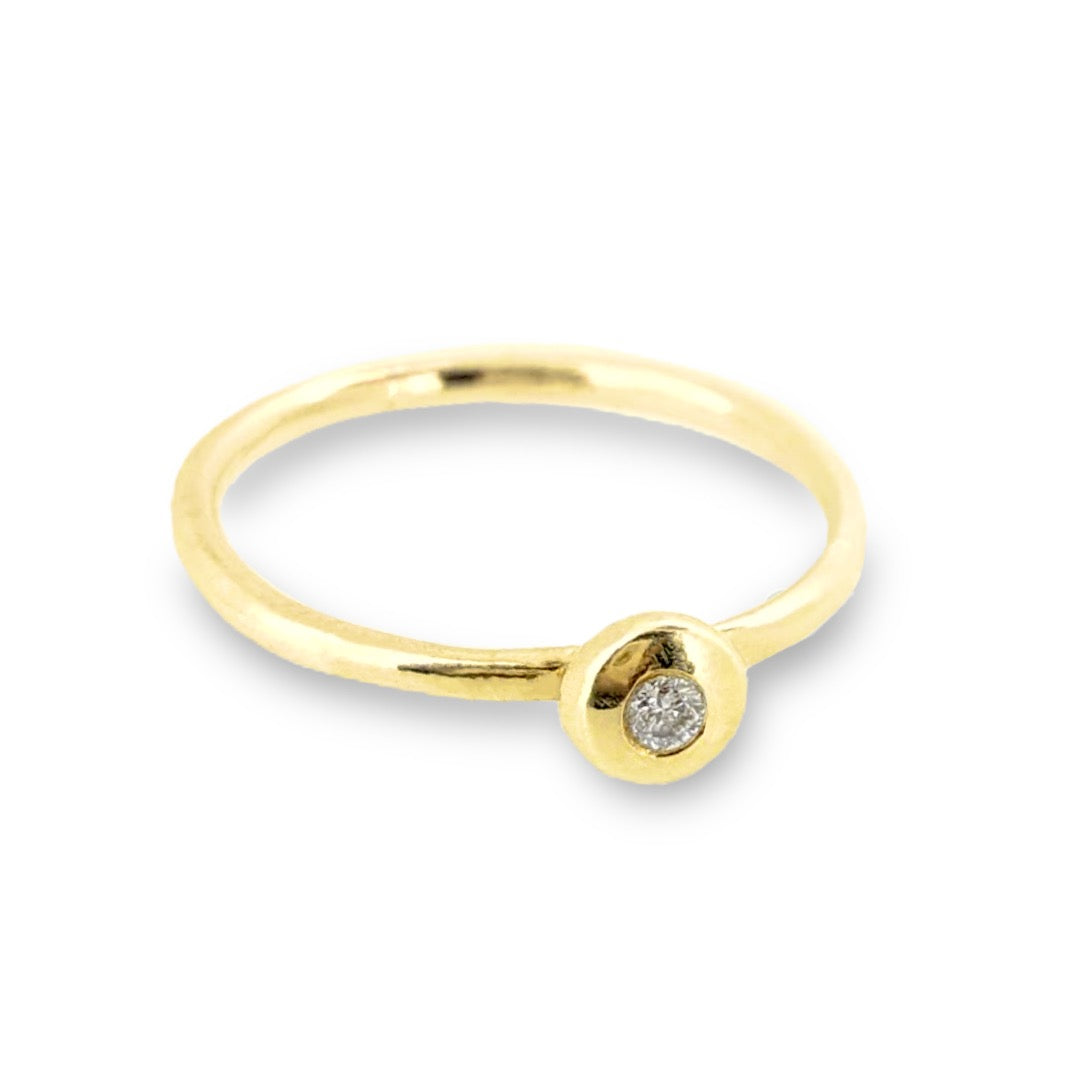 Gold stacking ring with a diamond. Solid 9ct rose gold, white gold or yellow gold
