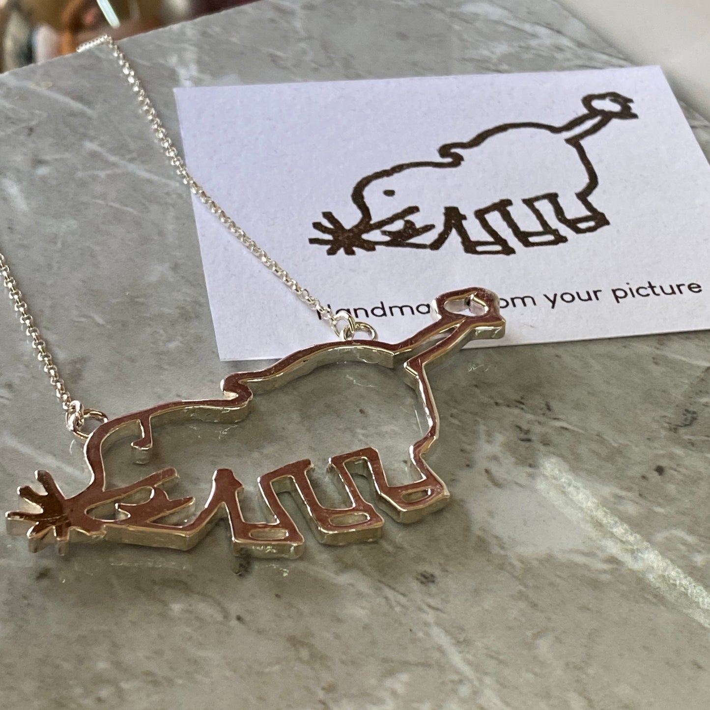 Solid silver doodle or child's drawing necklace