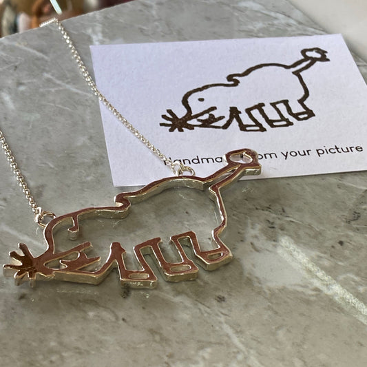 Solid silver doodle or child's drawing necklace