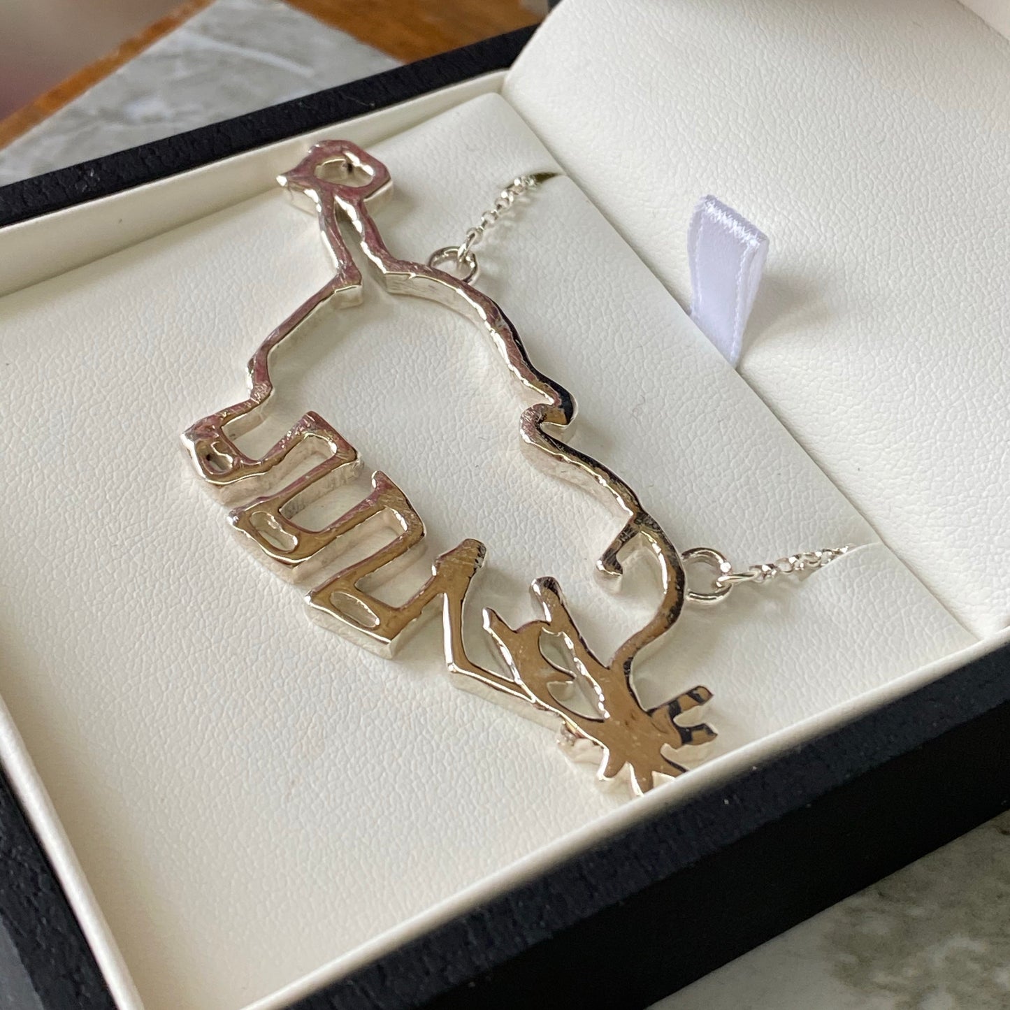 Solid silver doodle or child's drawing necklace