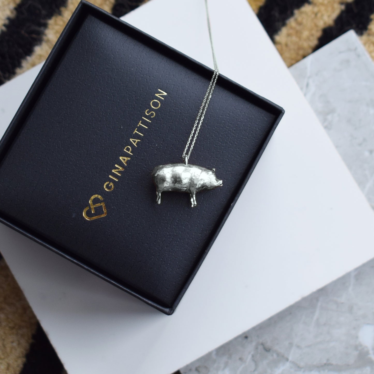 Iggy Piggy - Solid silver or gold pig necklace