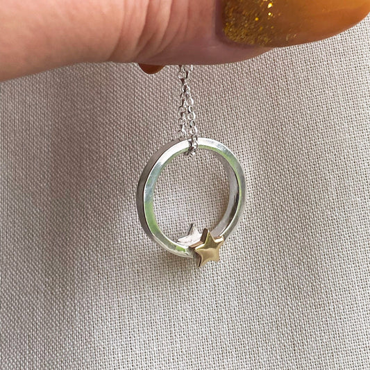 'It's in the stars’ double sided - necklace with solid gold or silver stars on front and back