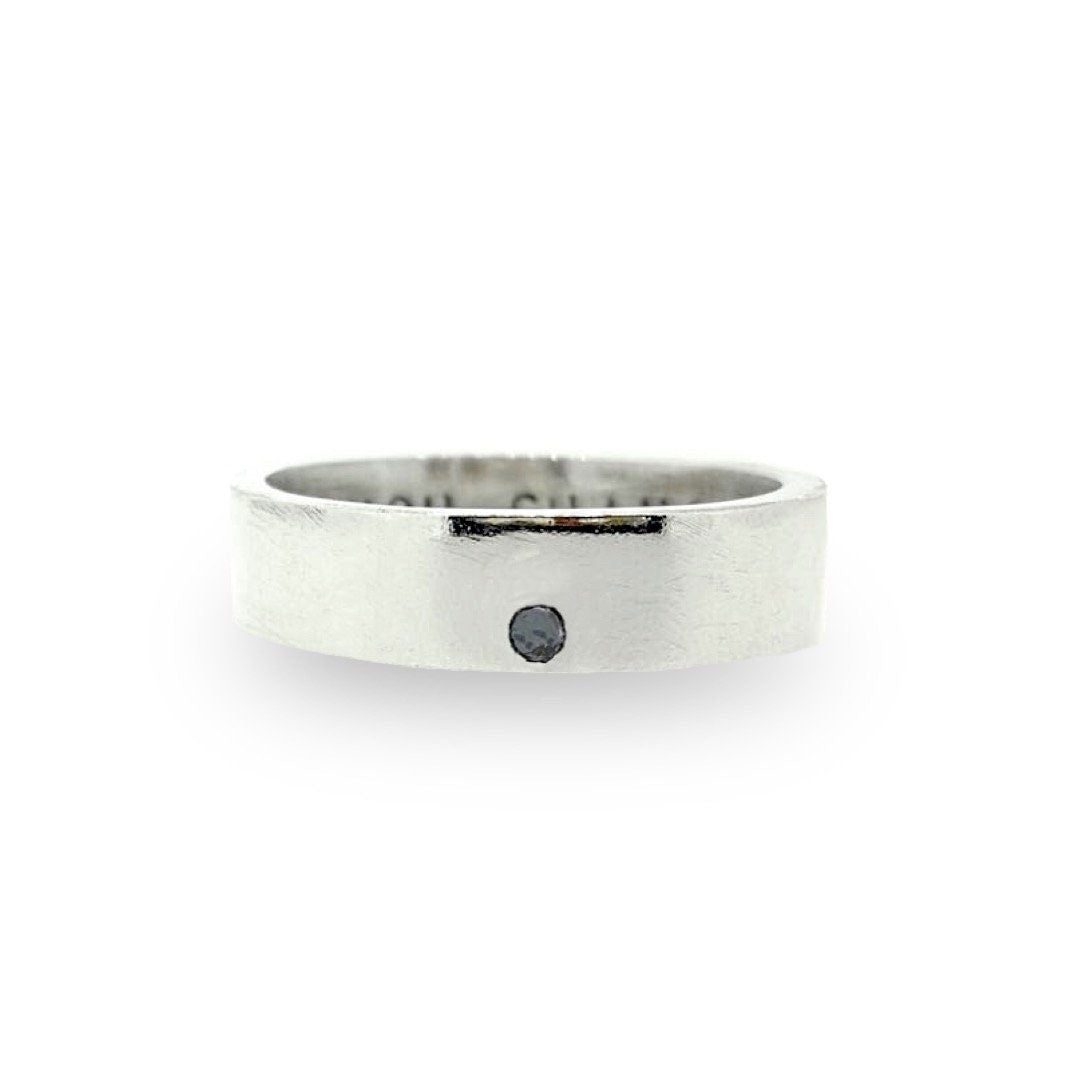 Chunky personalised man's ring. Solid silver with optional diamond