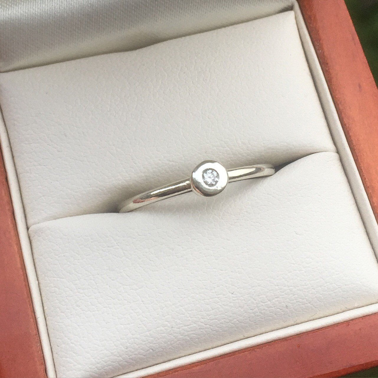 Gold stacking ring with a diamond. Solid 9ct rose gold, white gold or yellow gold