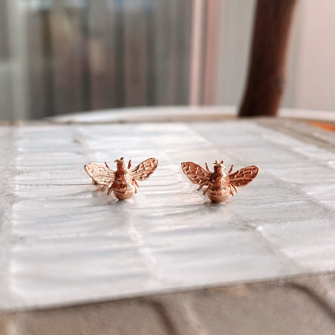 Bee Mine - Solid silver or gold bumble bee earrings