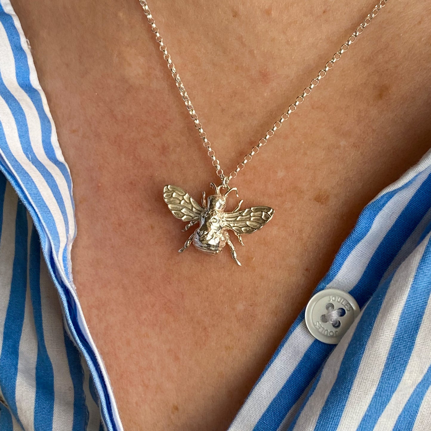 Bee Mine - Solid silver or gold bumblebee necklace