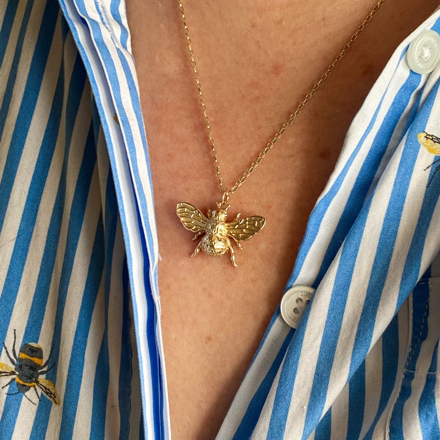 Bee Mine - Solid silver or gold bumblebee necklace