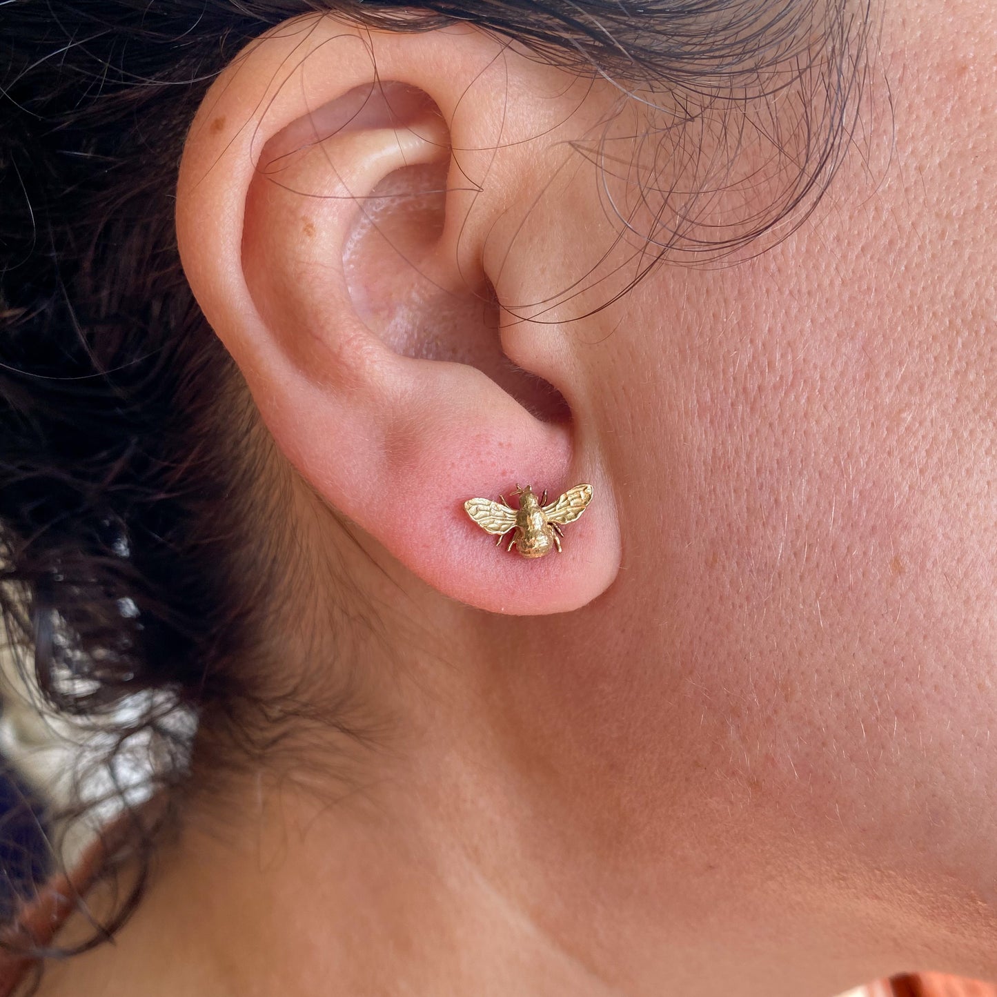 Bee Mine - Solid silver or gold bumble bee earrings