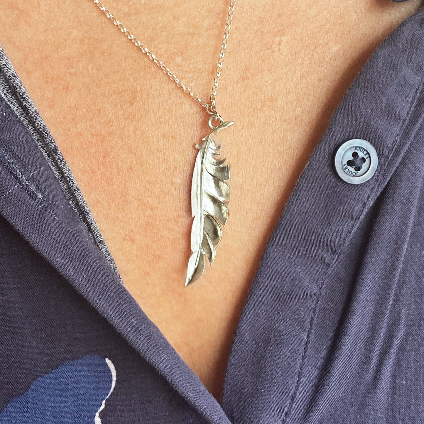 When you're near - Personalised silver feather necklace.