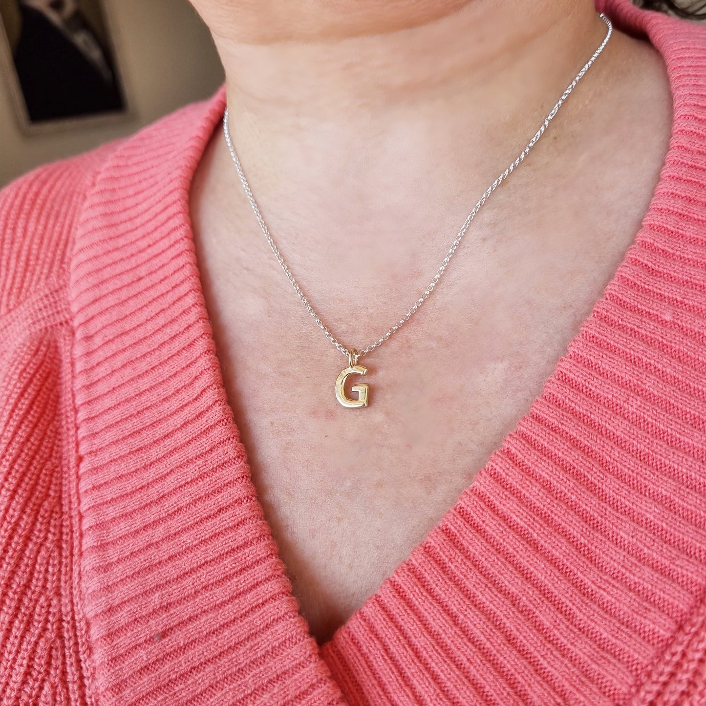 Initial necklace with diamonds