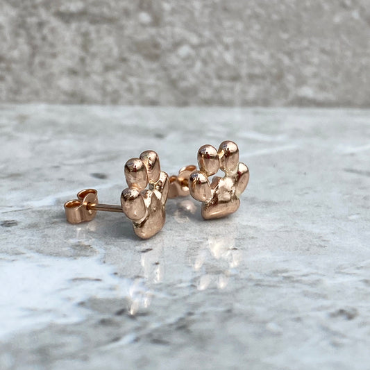 Animal paw earrings - solid silver or solid 9ct gold