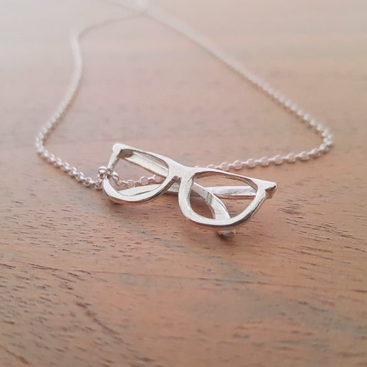 Solid silver spectacles pendant - necklace