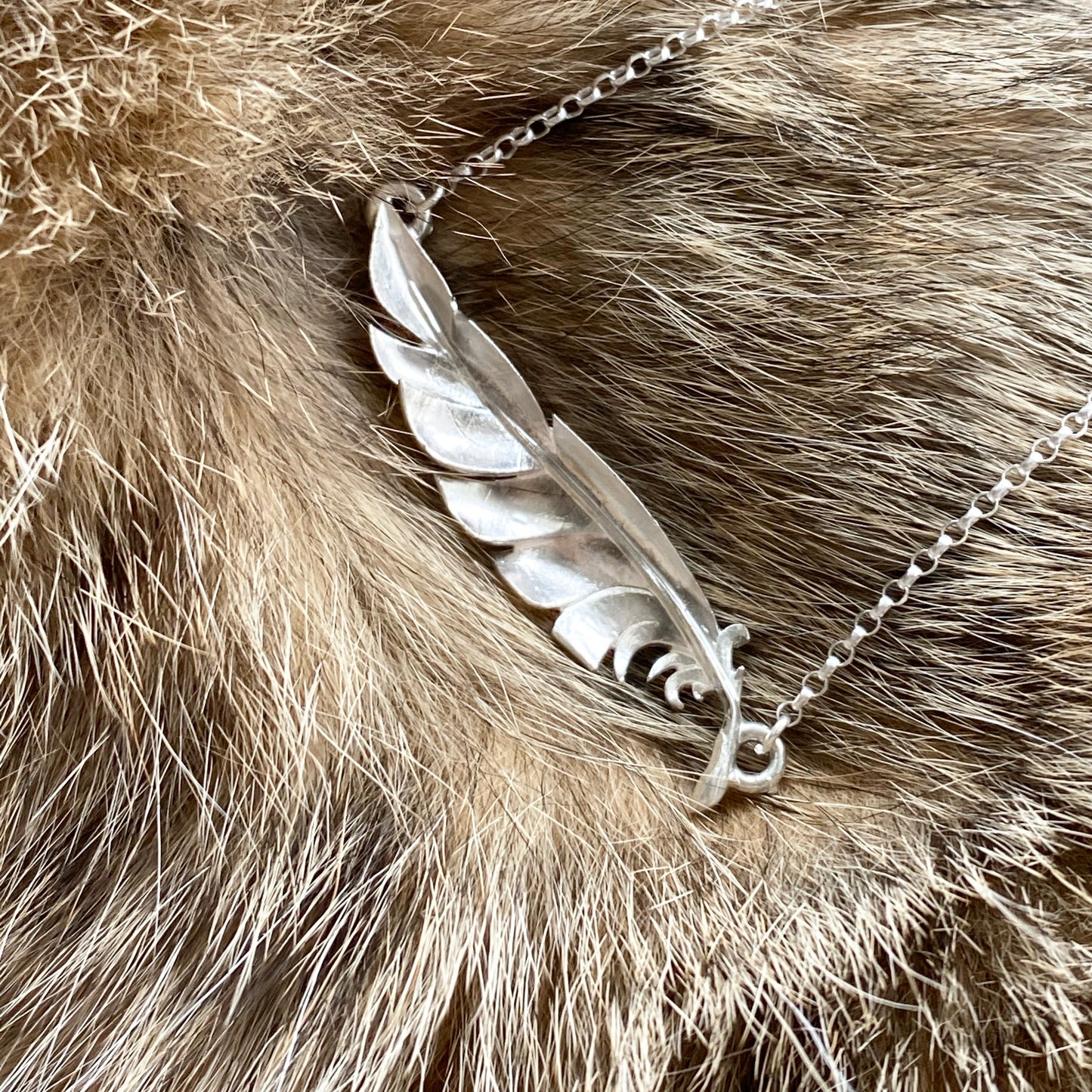 When you're near - Personalised silver feather necklace.