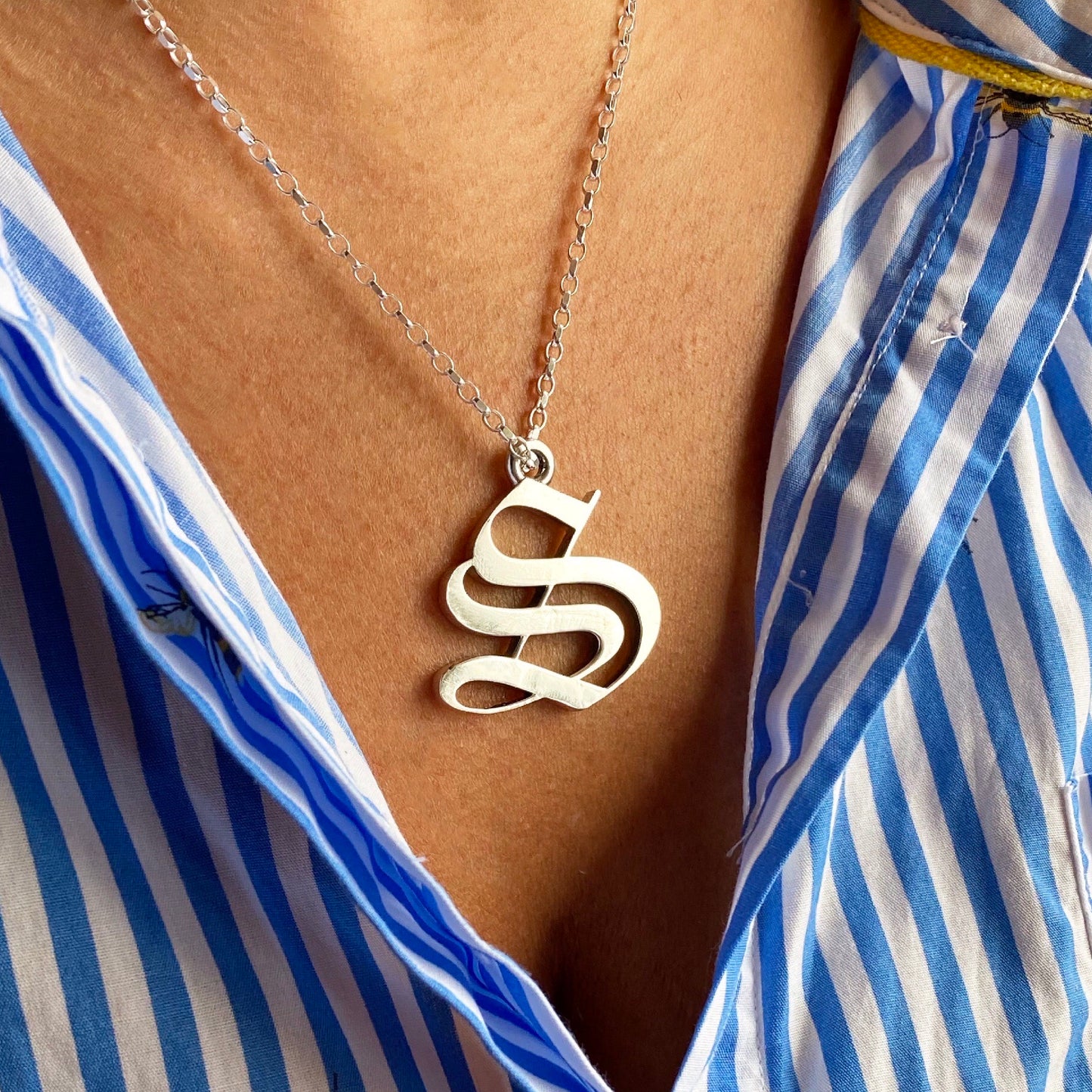 Solid silver letter necklace