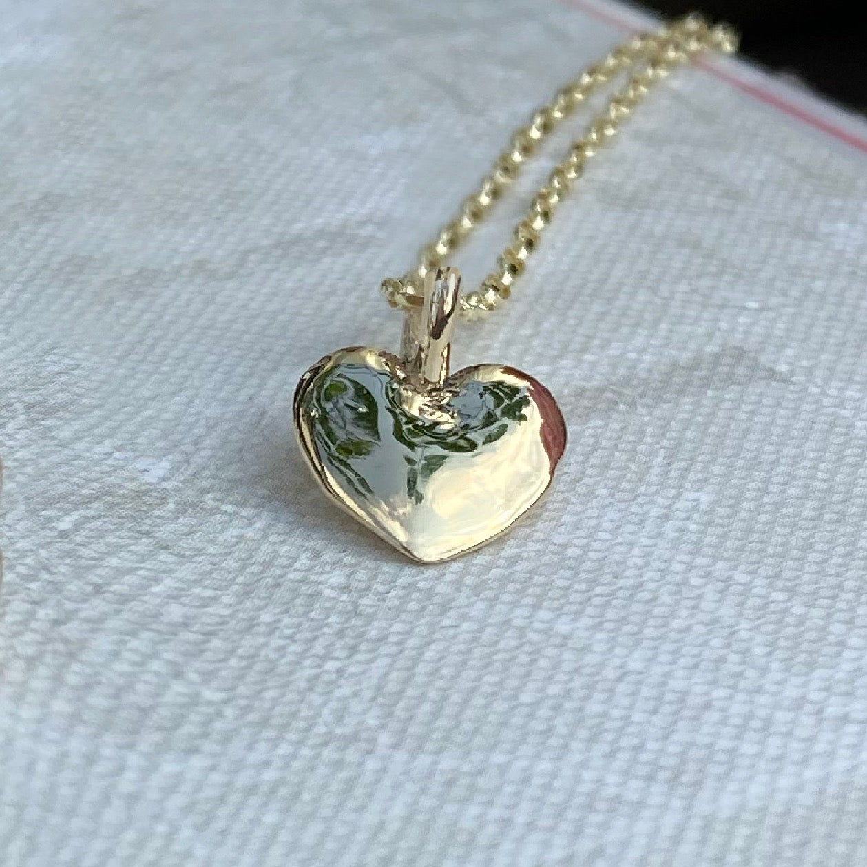 Solid silver or gold heart necklace