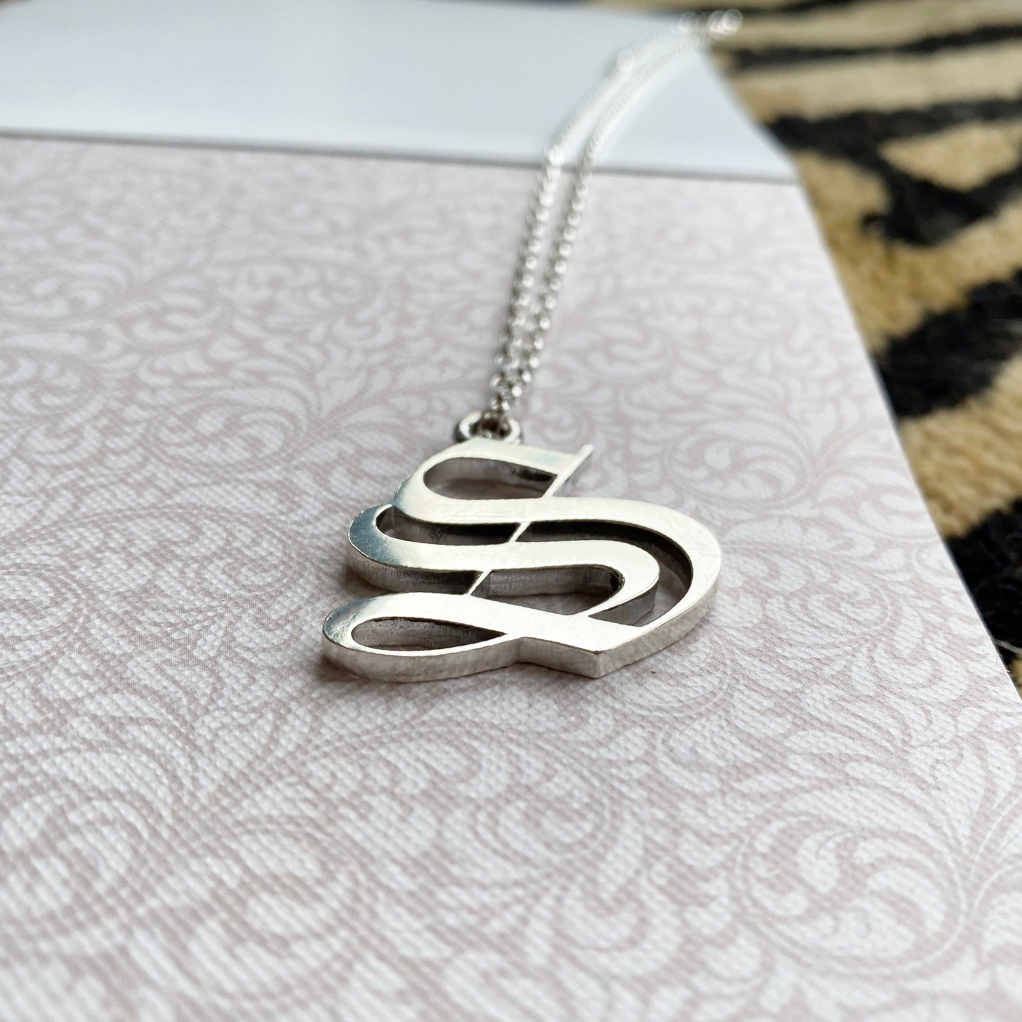 Solid silver letter necklace