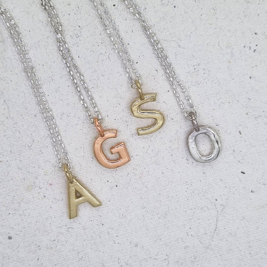 Silver or gold initial necklace