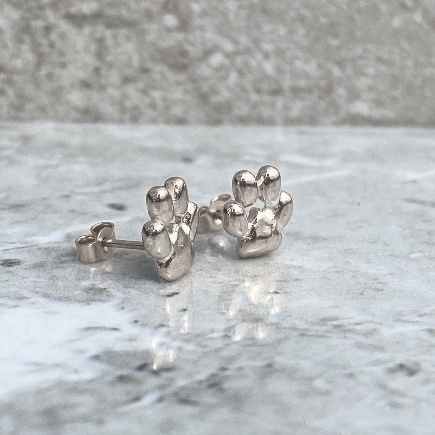 Animal paw earrings - solid silver or solid 9ct gold
