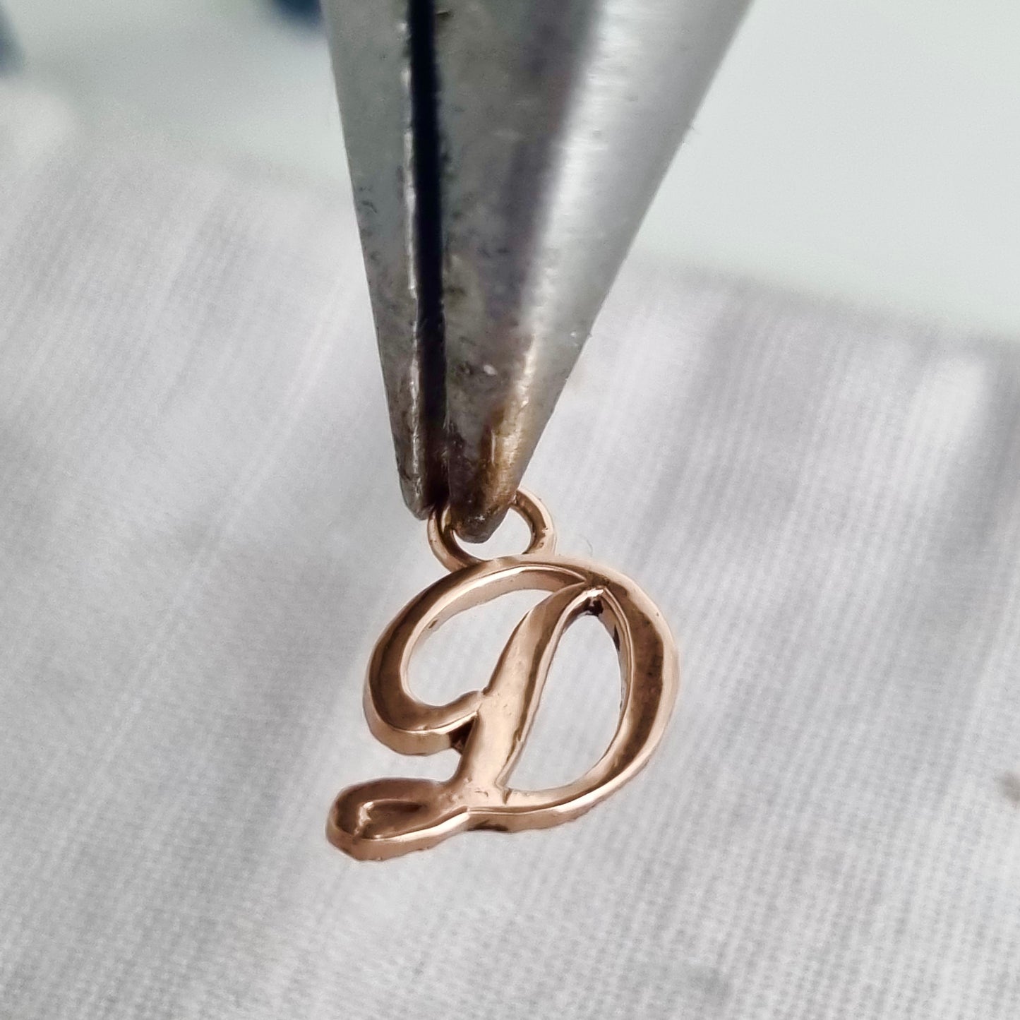 Tiny script initial - gold or silver pendant